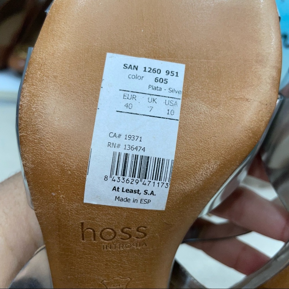 Hoss Intropia NWOB! Silver Strappy Pumps Size 40 - Picture 7 of 10